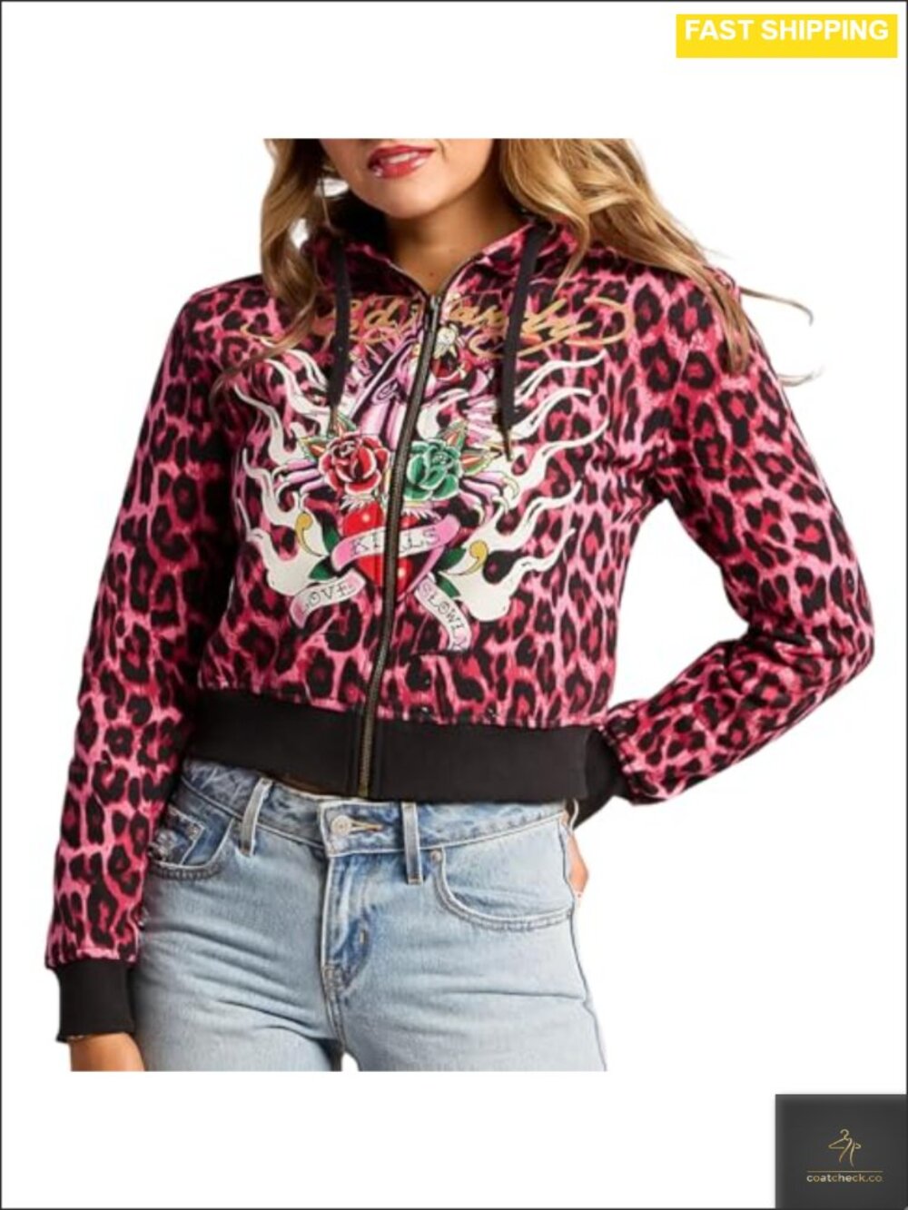 Relaxed Zip Front Hoodie Sweatshirt with Tattoo Graphics